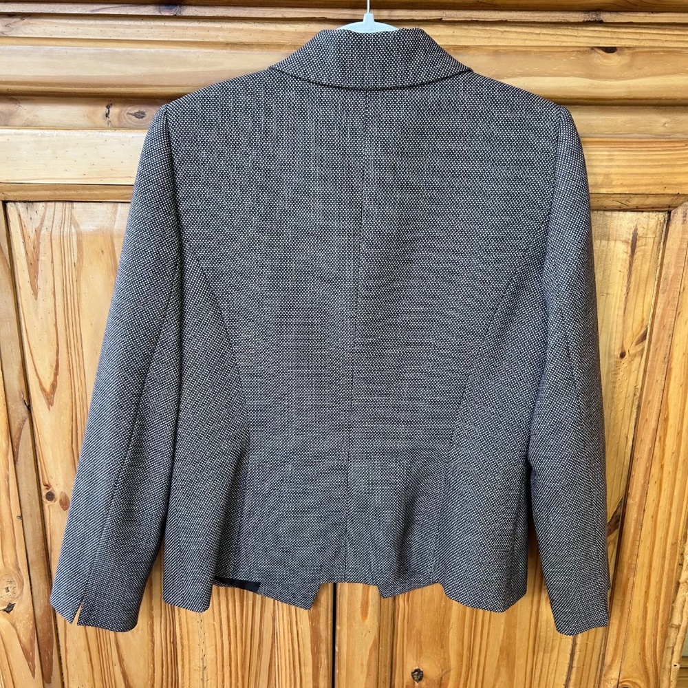 Tahari ASL Blazer Jacket Brown Asymmetrical Button Lined 100% Wool Women's 10 - Picture 6 of 8